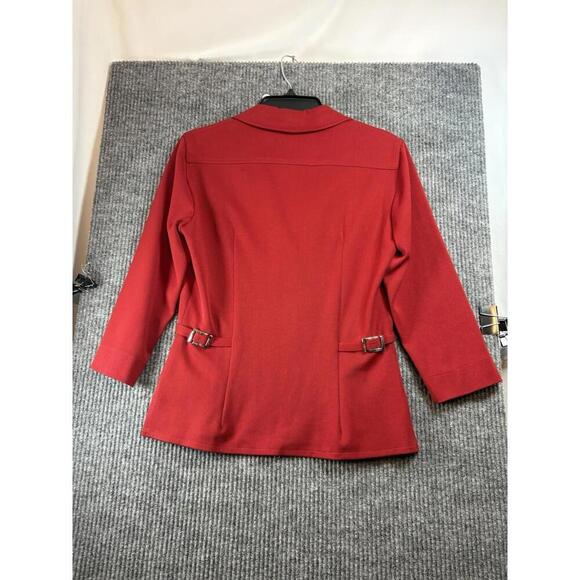 90s Vintage Designer Vertigo Paris Blazer Womens Medium Red Silver Accents Zips - Picture 6 of 15
